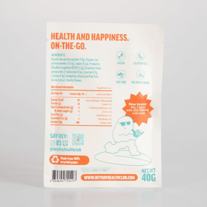Heyday – Organic Plant-Based Protein – Vanilla sachets
